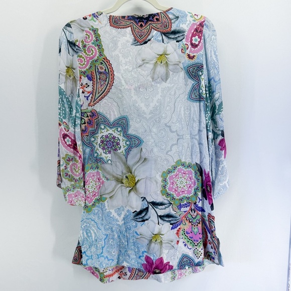 Soft Surroundings Florent Paisley Satin Embellished Tunic Top Mini Dress X-Small - Picture 2 of 8